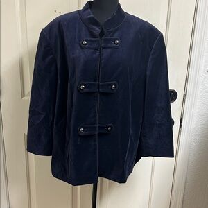 Alex Marie women’s blue velvet jacket hook loop closure 24W, EUC